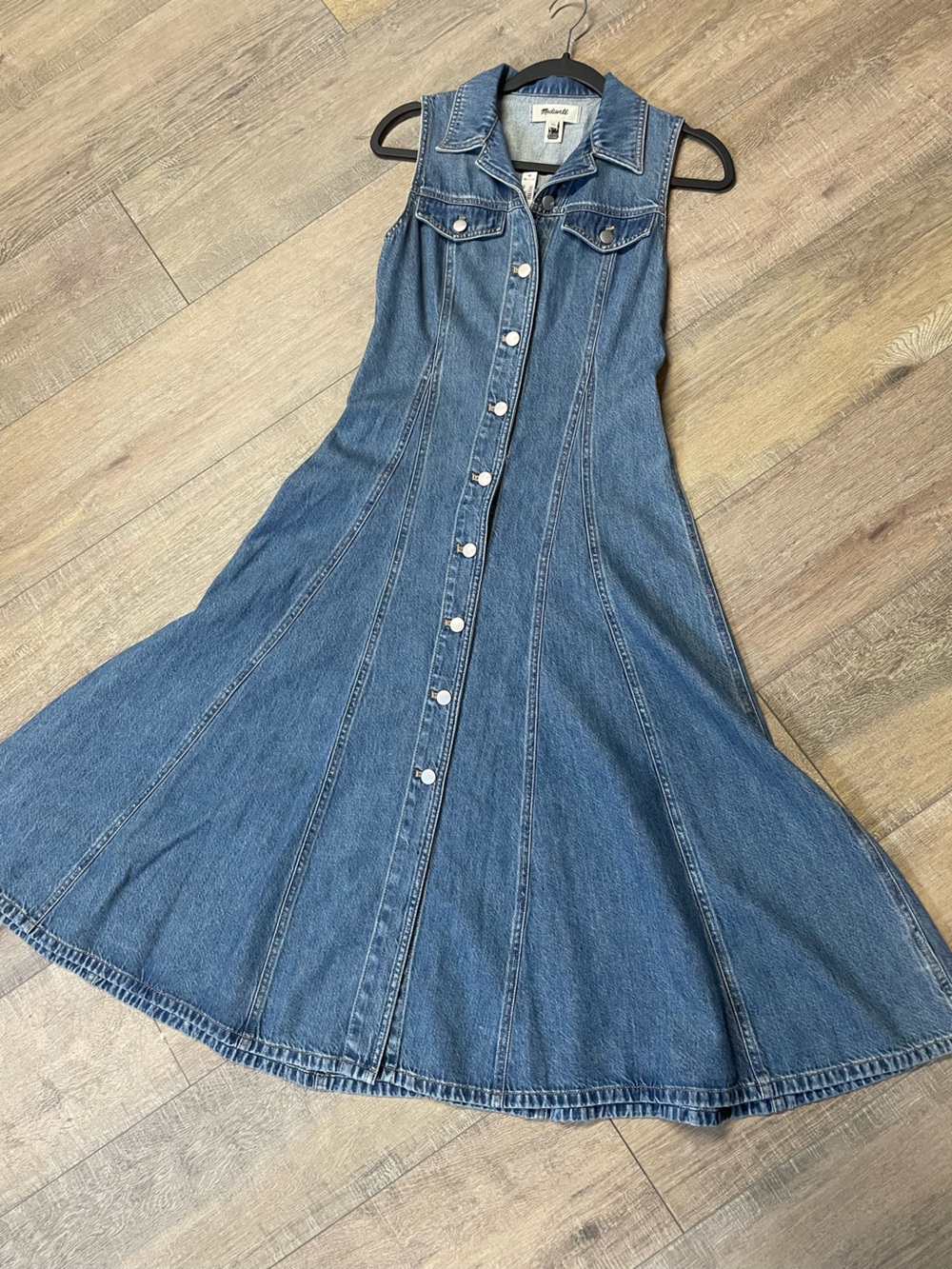 Madewell Pleated Denim Midi Shirtdress Billings Wash (Airy Denim Edition) NWT